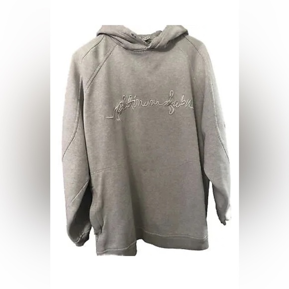 Y2K Platinum Fubu Sz L Spell Out Logo Gray Hoodie Sweatshirt - Picture 2 of 10